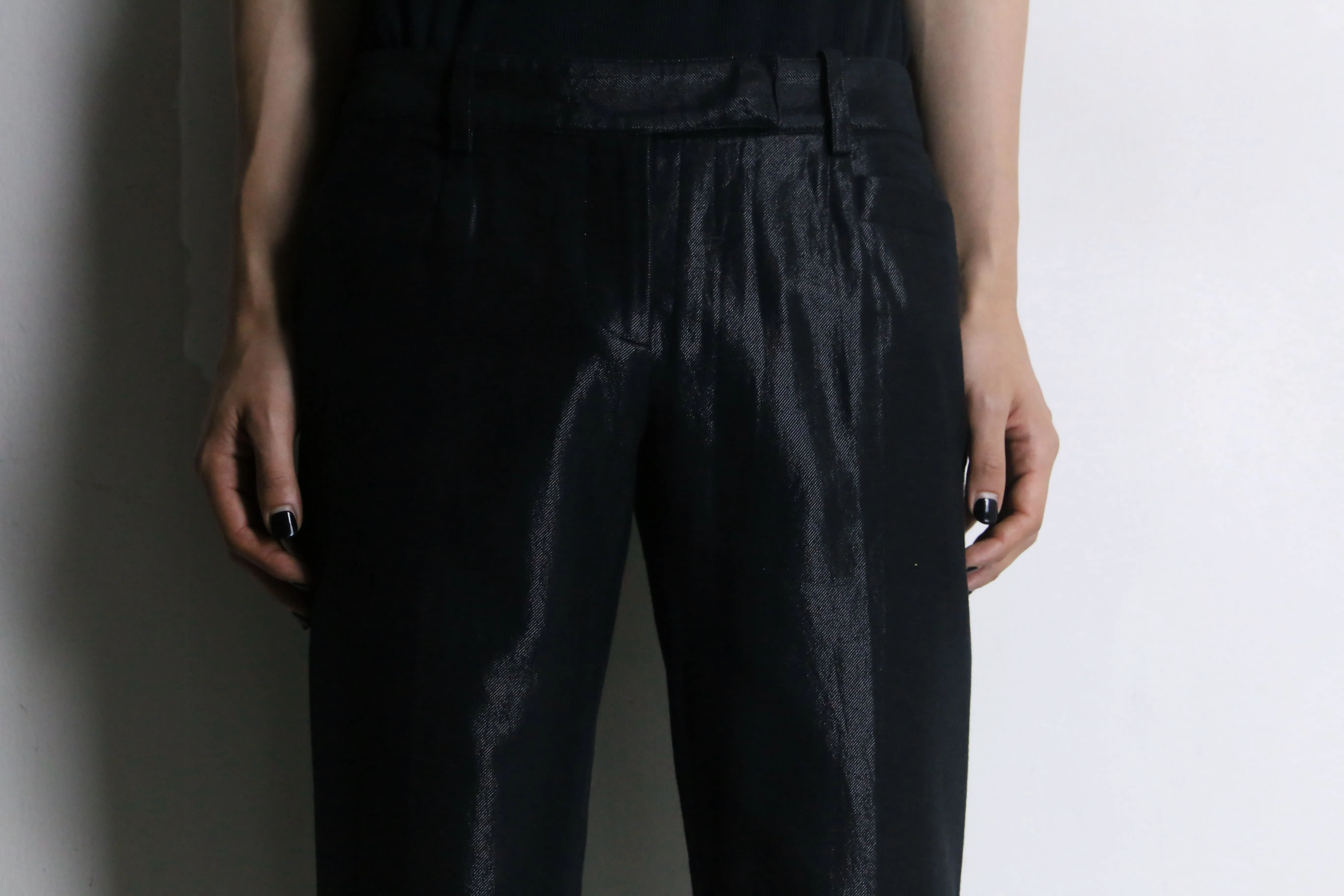 “John Galliani” metallic black flare pants