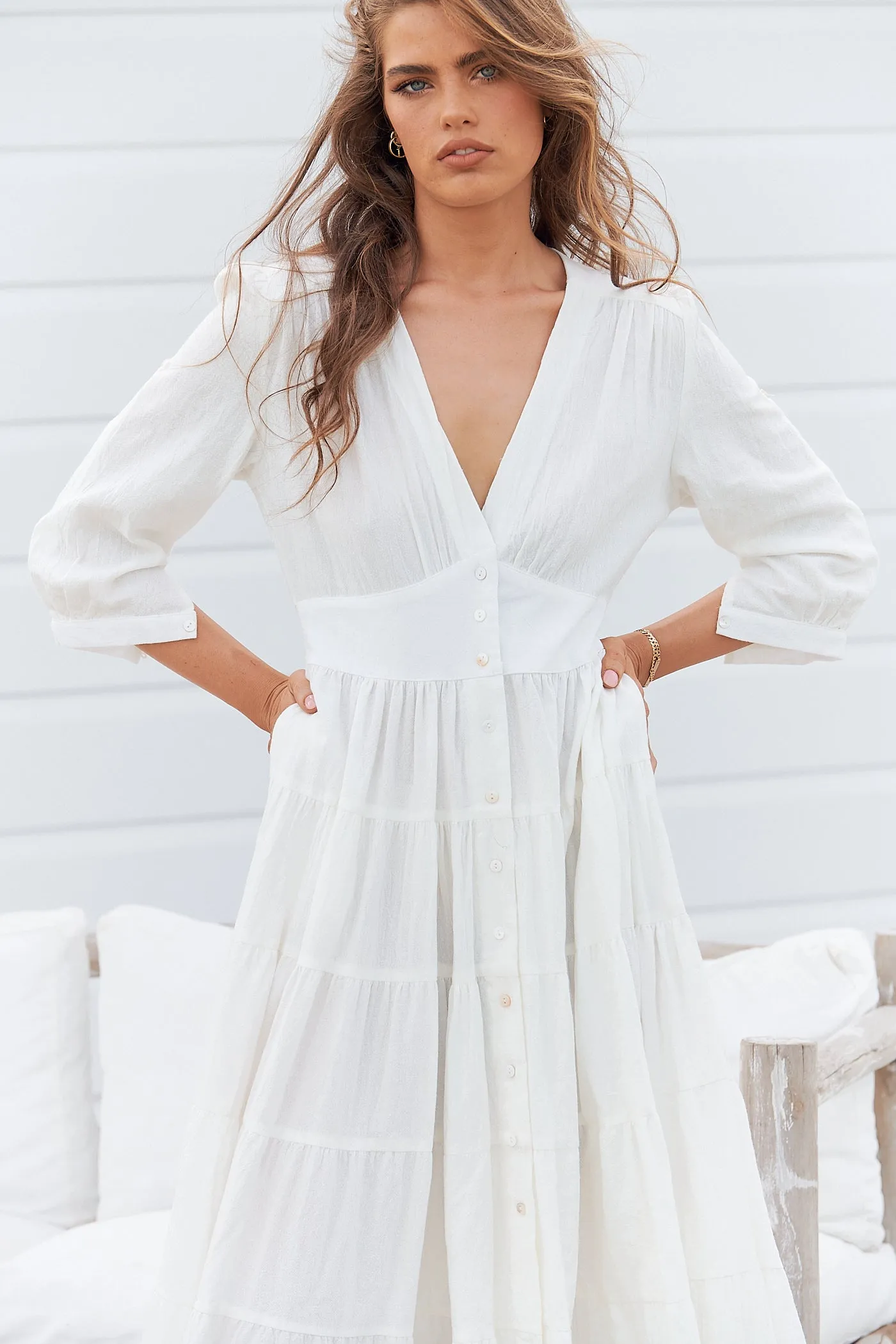 Karlie Maxi Dress  - White