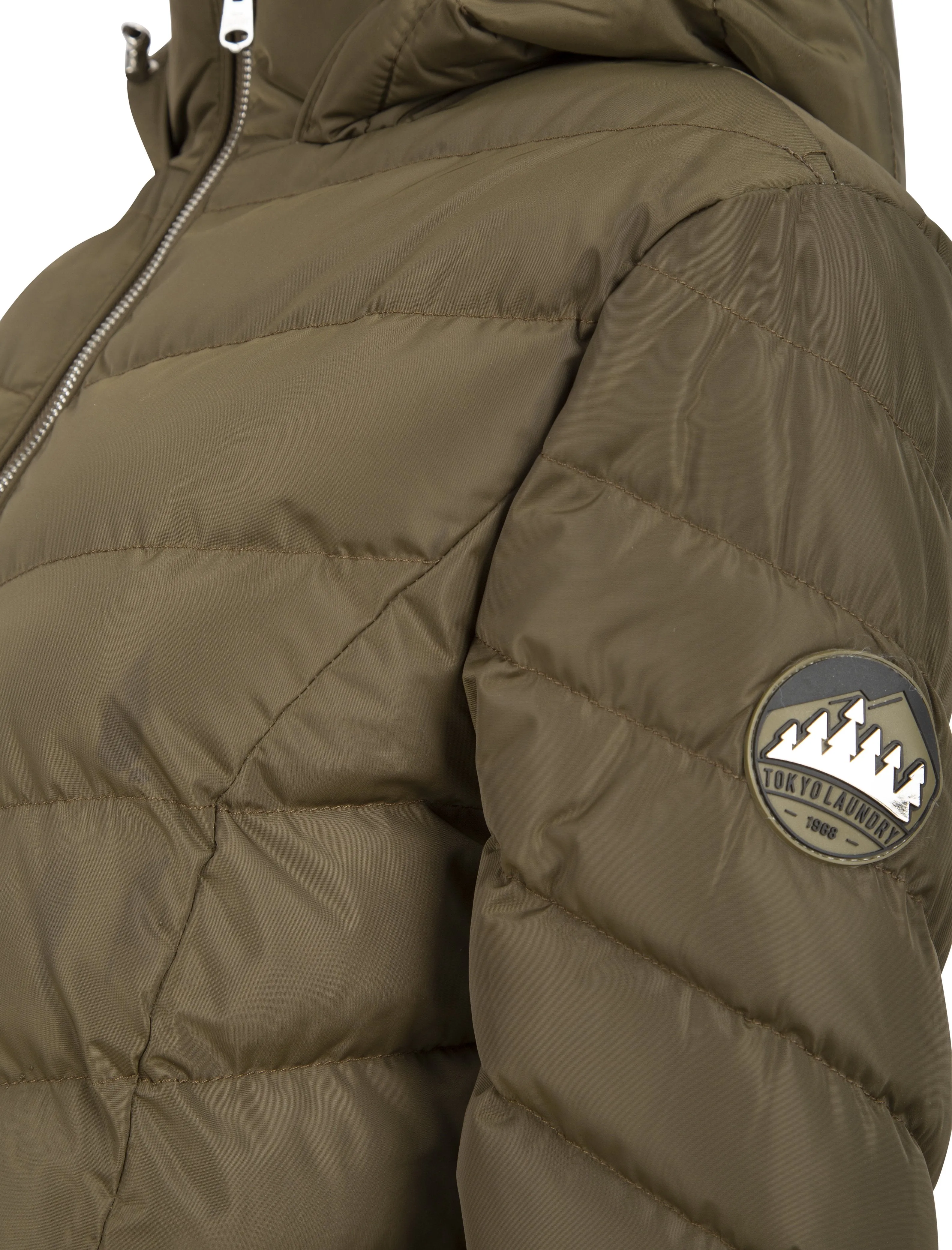 KHAKI QUILTED HOODED JACKET