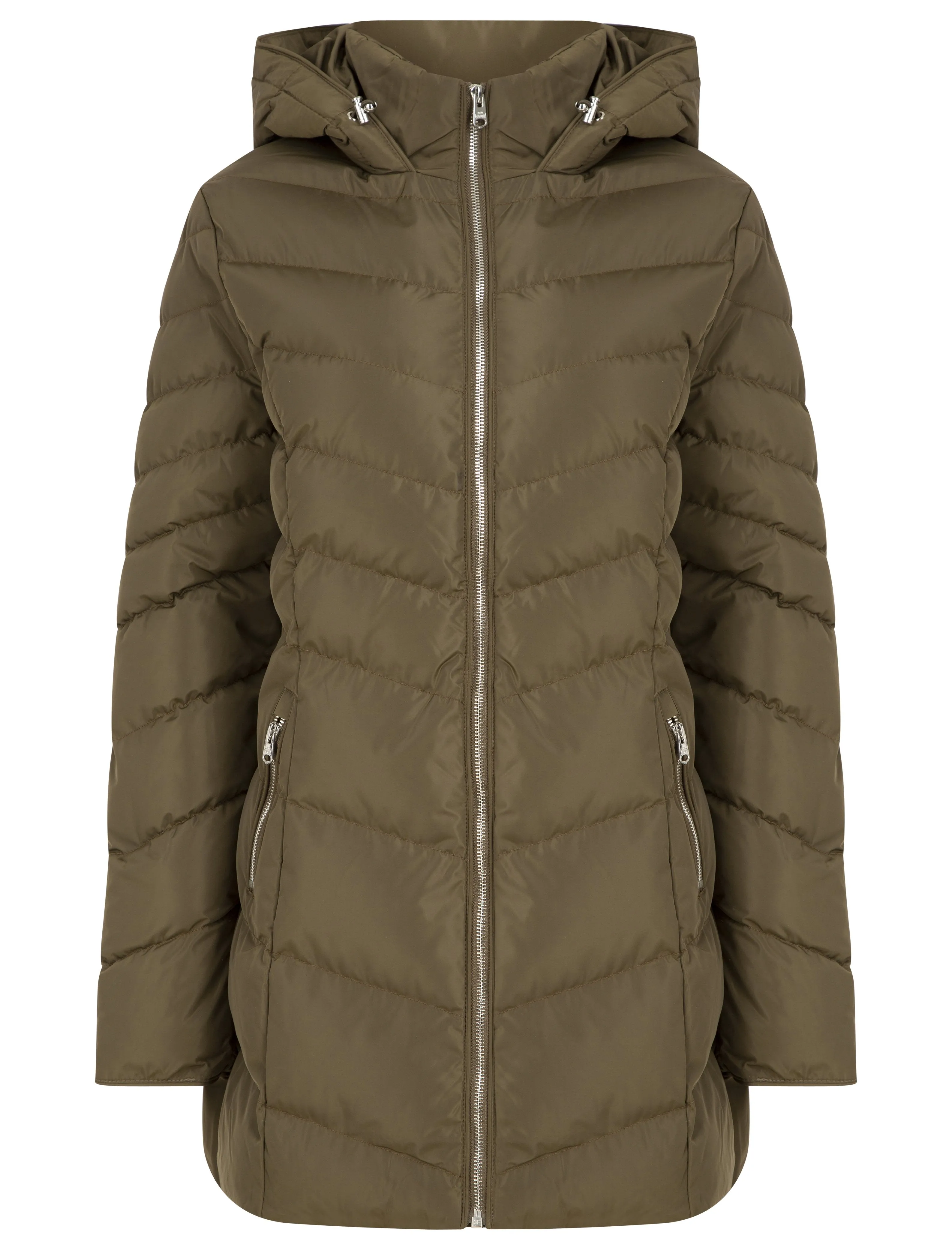 KHAKI QUILTED HOODED JACKET