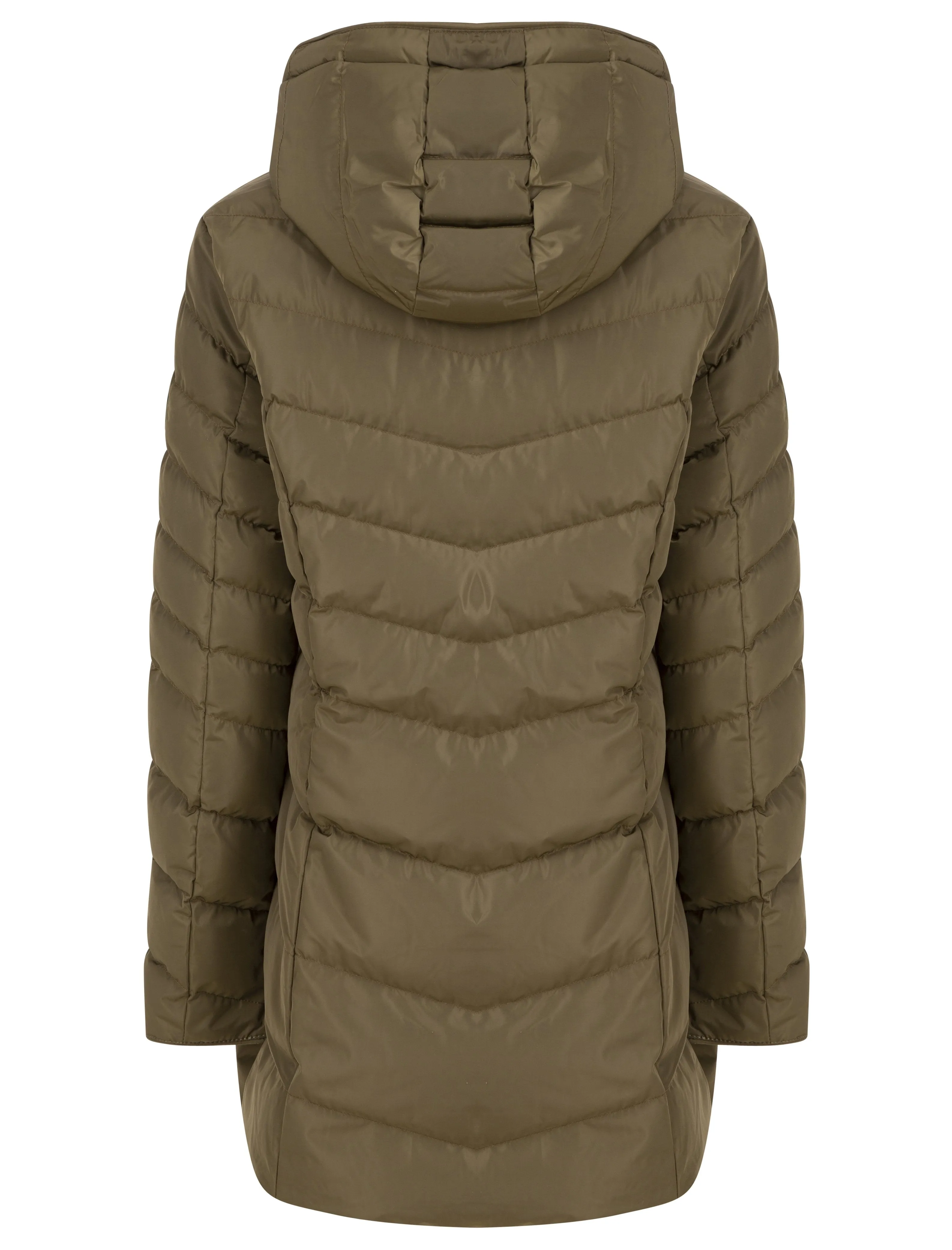 KHAKI QUILTED HOODED JACKET