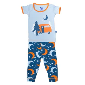 KicKee Pants Twilight Moon and Stars Short Sleeve 2pc Pajama Set