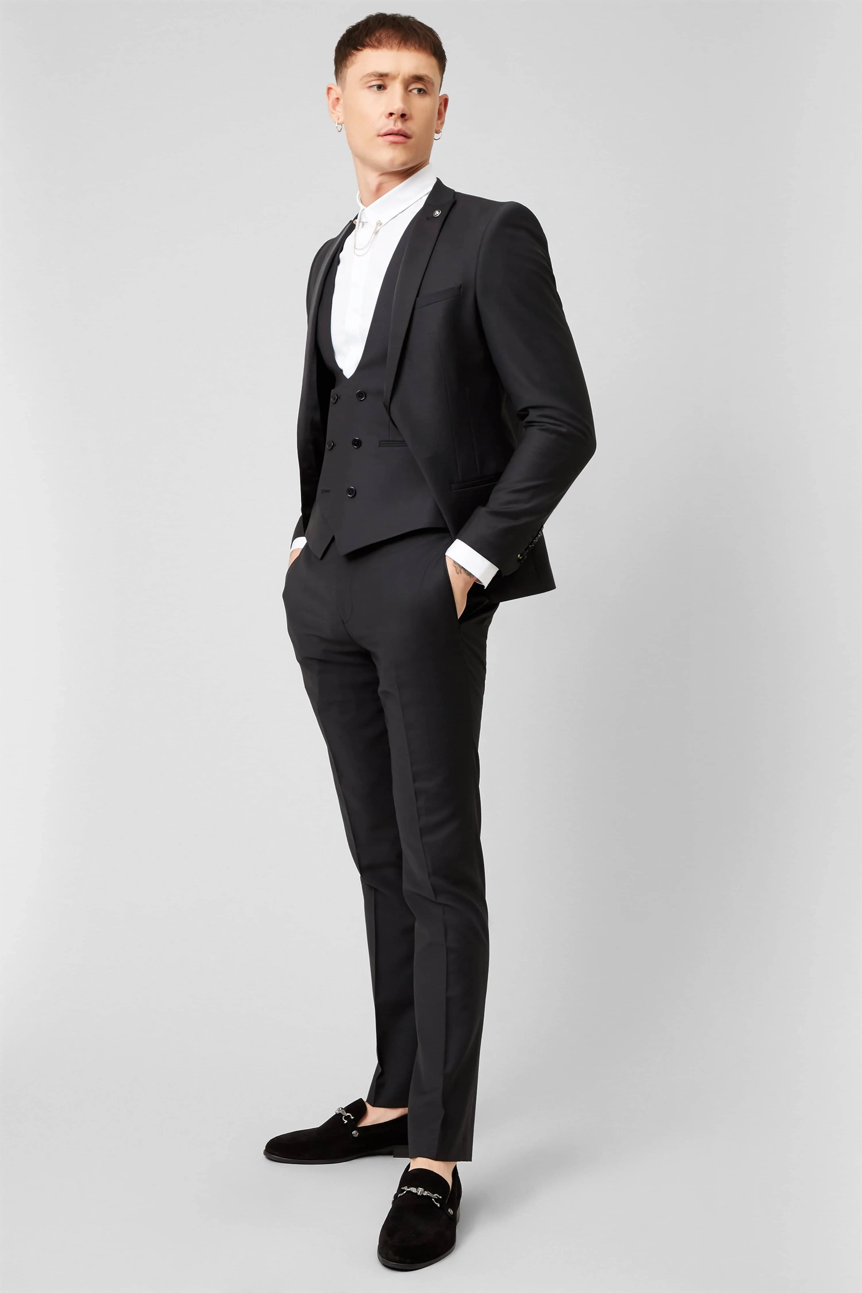 Kingdon Skinny Fit Black Dinner Trousers