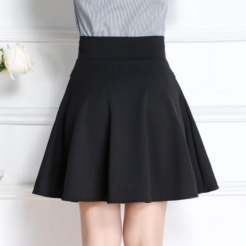 Korean A-Line Skorts Pleated Culottes Flare Pocket Skorts