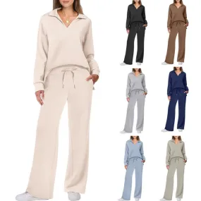 Ladies Two Piece Casual Outfit Set with Pockets in Various Colors