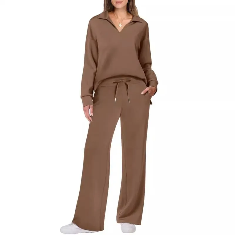 Ladies Two Piece Casual Outfit Set with Pockets in Various Colors