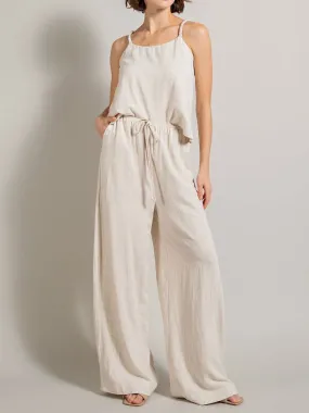 Linen Blend Flowy Pants