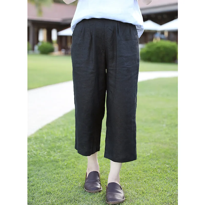 Linen Summer Autumn Women Casual Pants with Pockets SMM97230