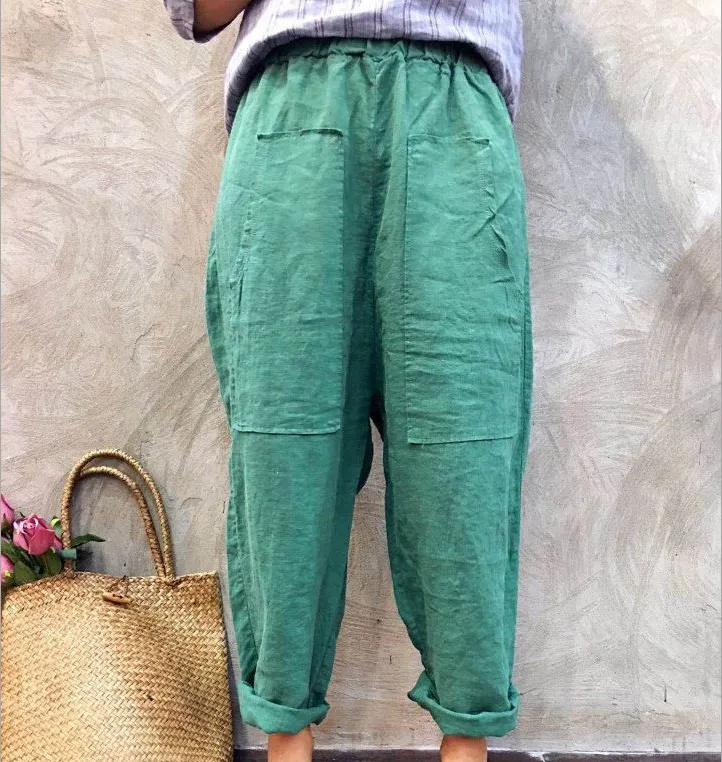 Linen Summer Wide Legs Women Casual Pants LPP97139