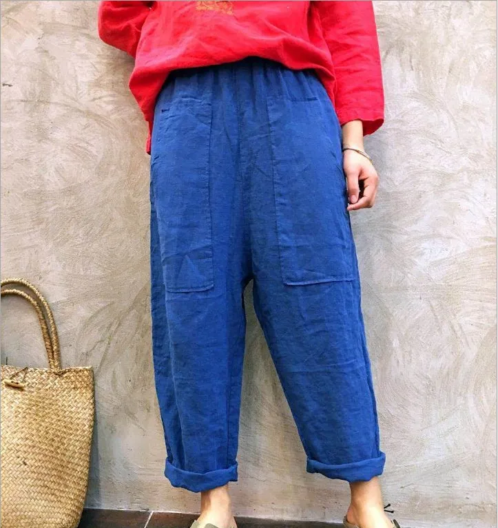 Linen Summer Wide Legs Women Casual Pants LPP97139