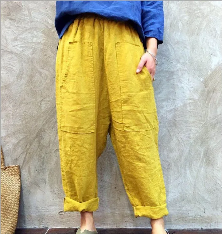 Linen Summer Wide Legs Women Casual Pants LPP97139