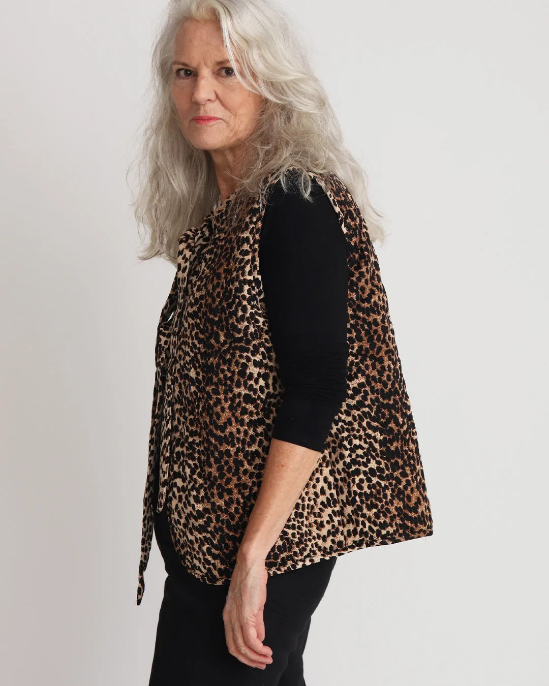 Lola Quilted Gilet - Leopard