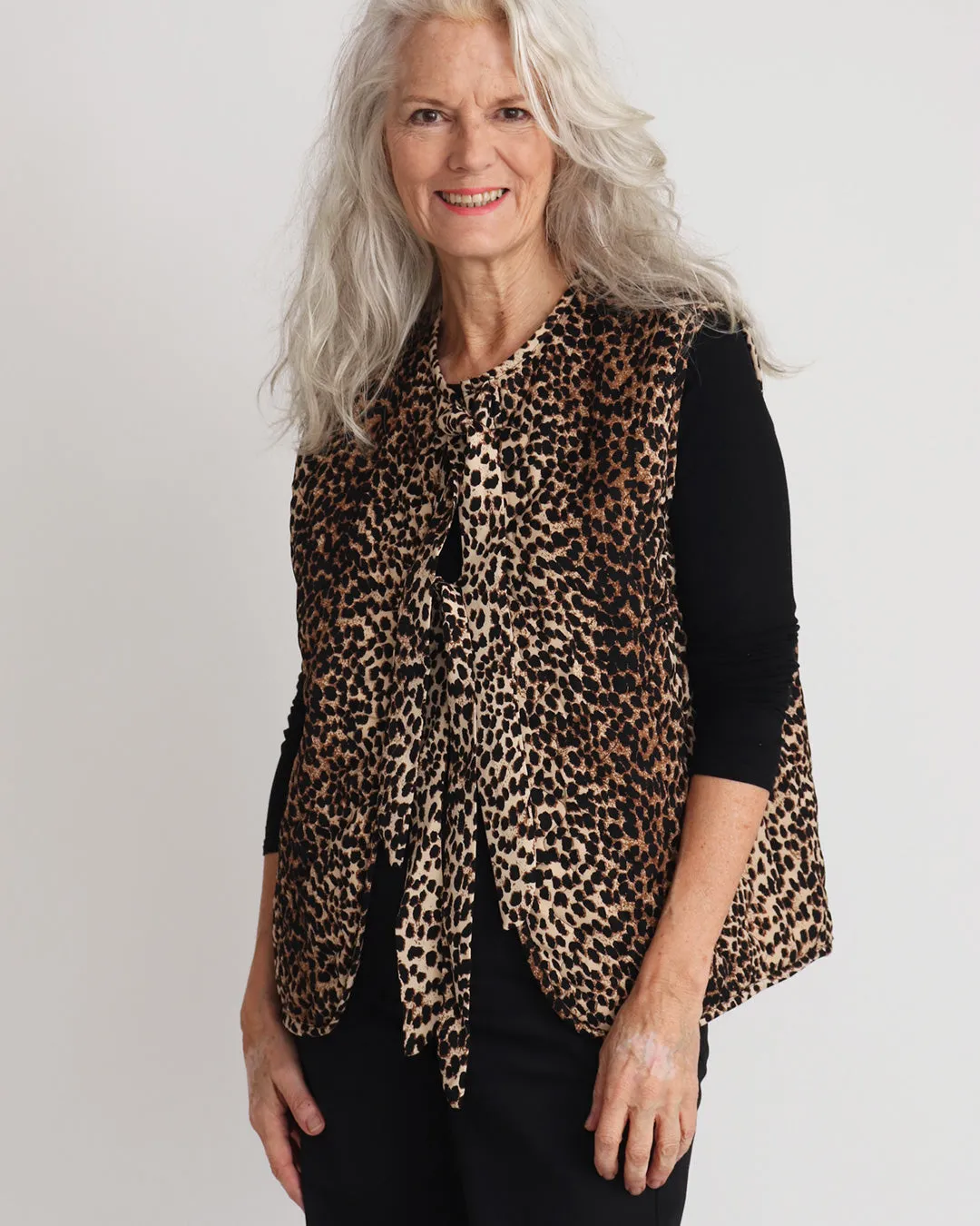 Lola Quilted Gilet - Leopard