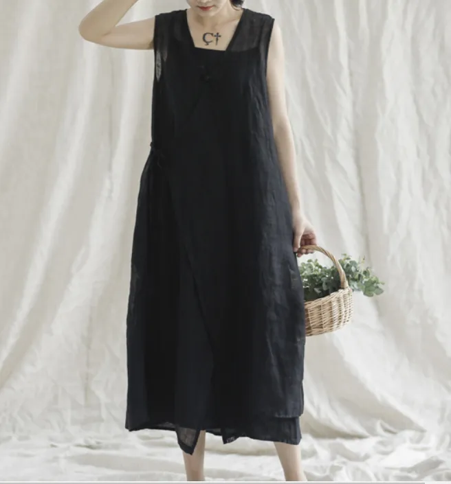 Long Sleeveless Line Women Dress YM201229