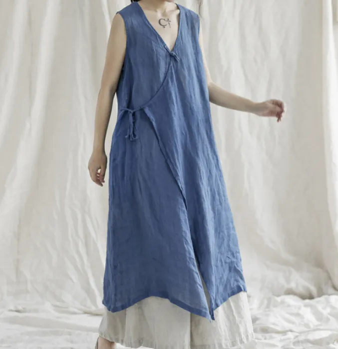 Long Sleeveless Line Women Dress YM201229