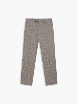 Luminara Italian Luxury Slim Linen Brown & Navy Check Suit Trouser