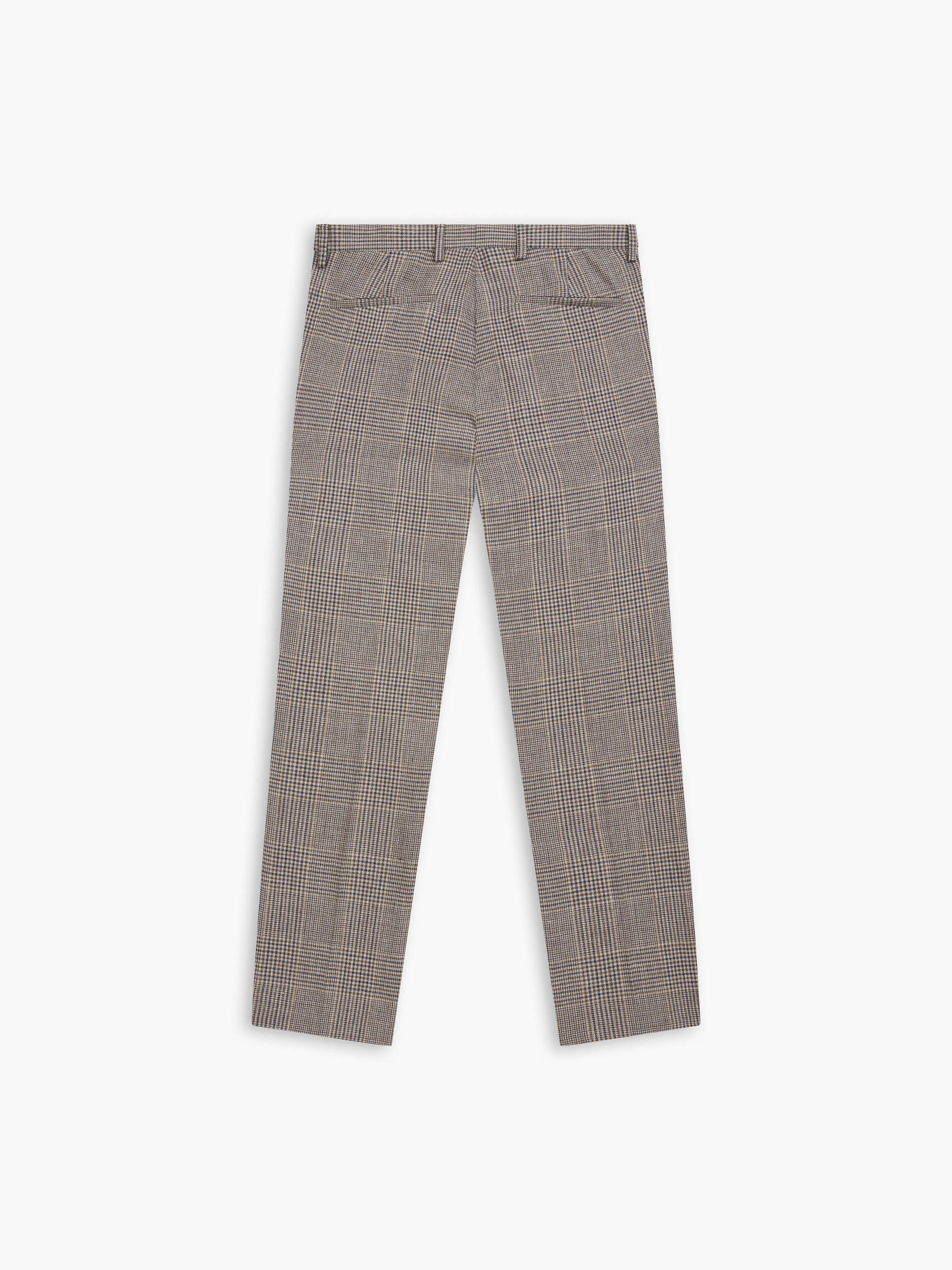 Luminara Italian Luxury Slim Linen Brown & Navy Check Suit Trouser