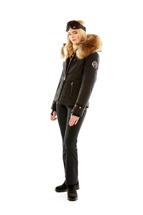 M. Miller Christina Black Quilted Jacket With Natural Finn Racoon