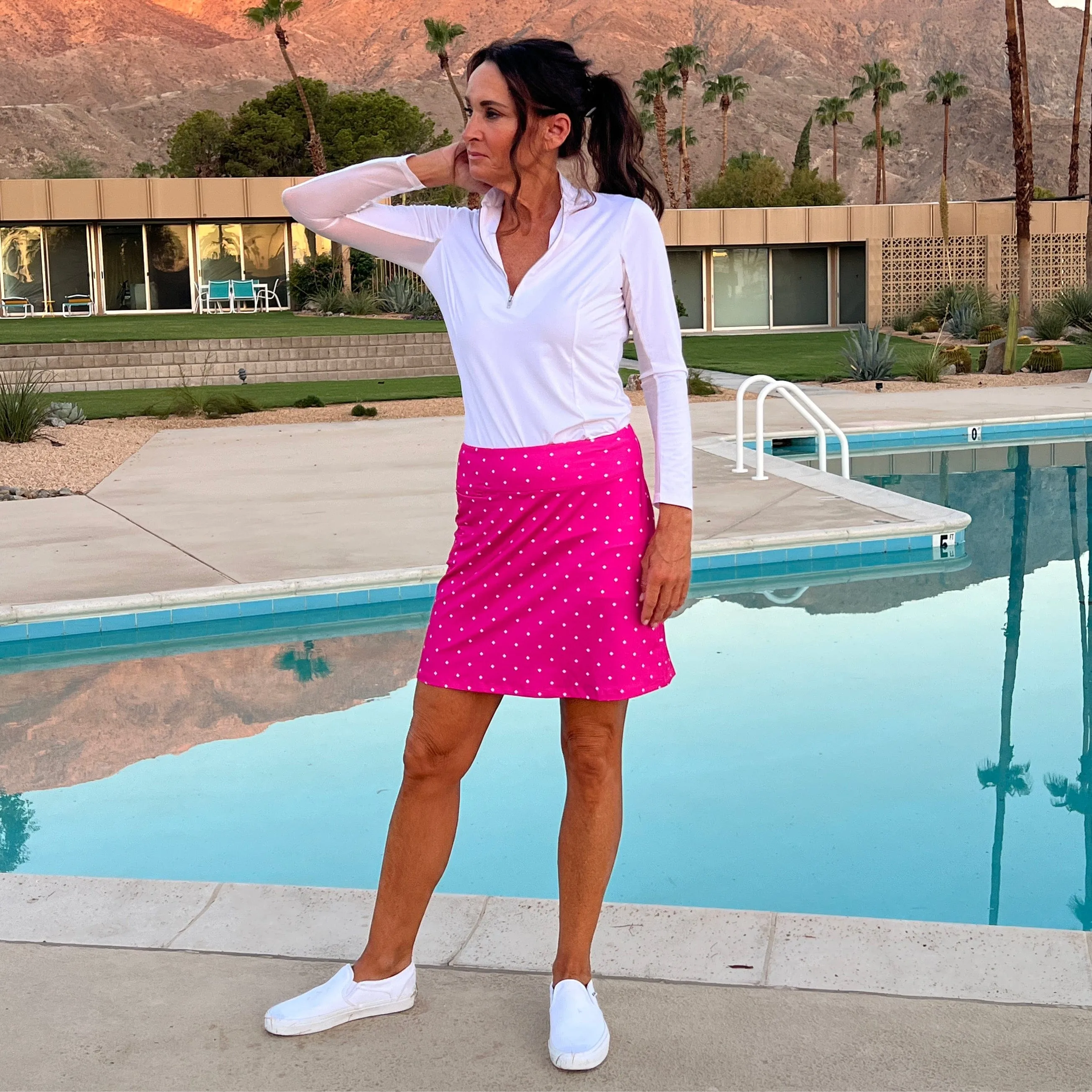 Marisa Pleated Skort - Pink Flame Logo