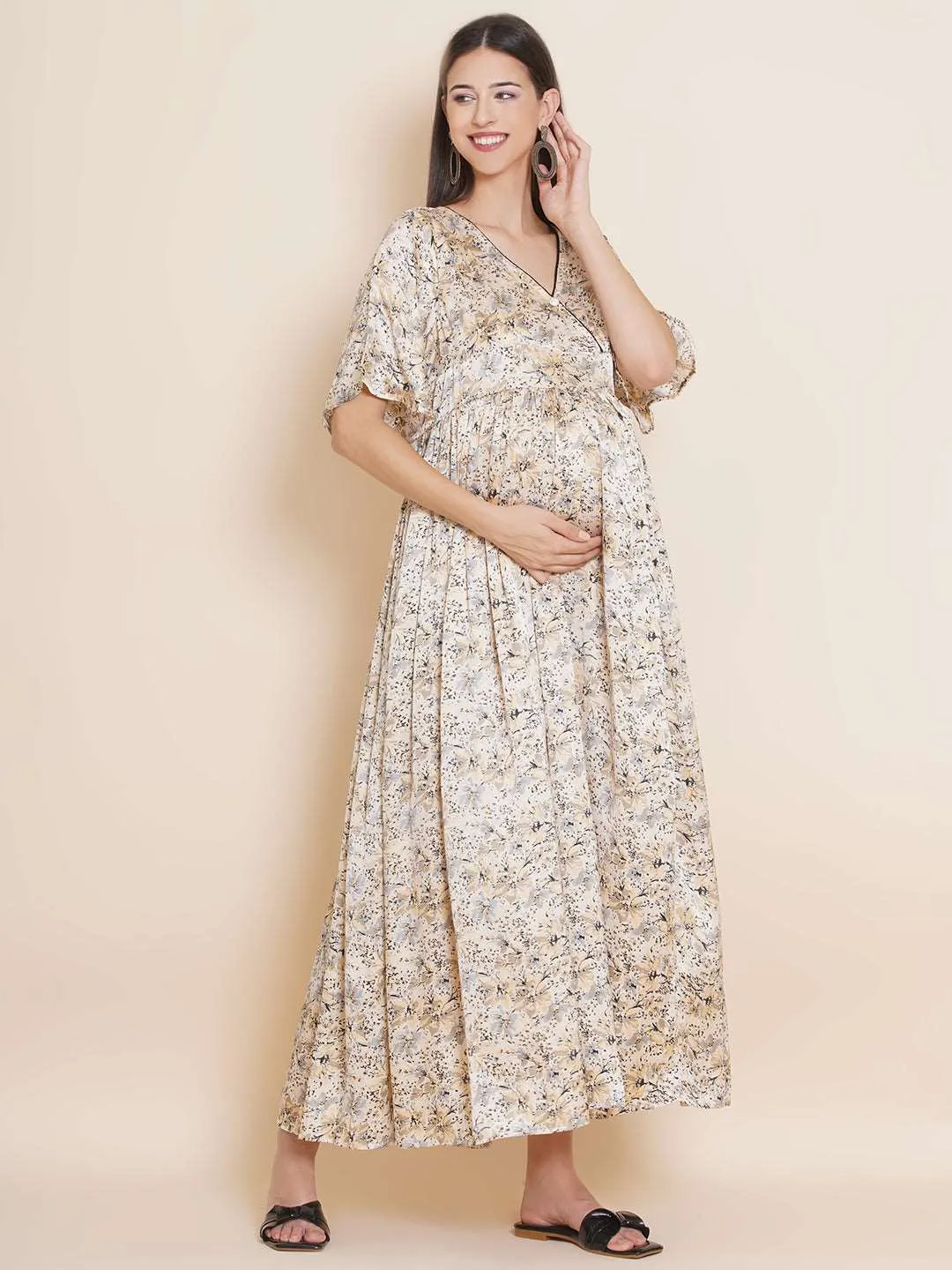 Maternity Satin Maxi Baby Shower Dress