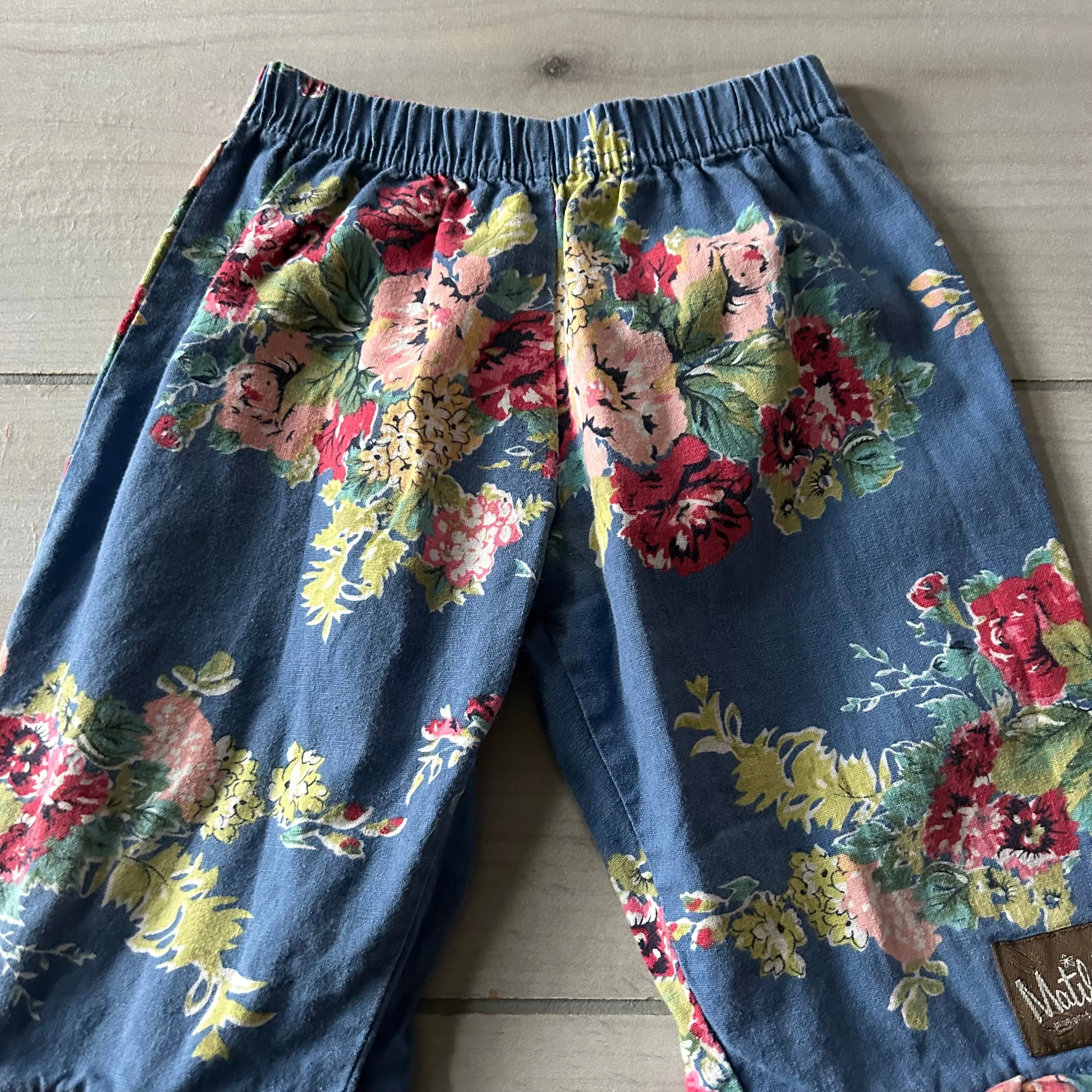 Matilda Jane Blue Linen Floral Ruffle Pants