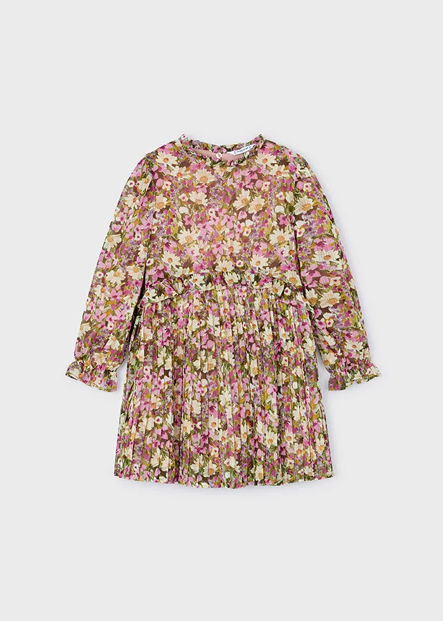 Mayoral Girls Plaited Floral Dress