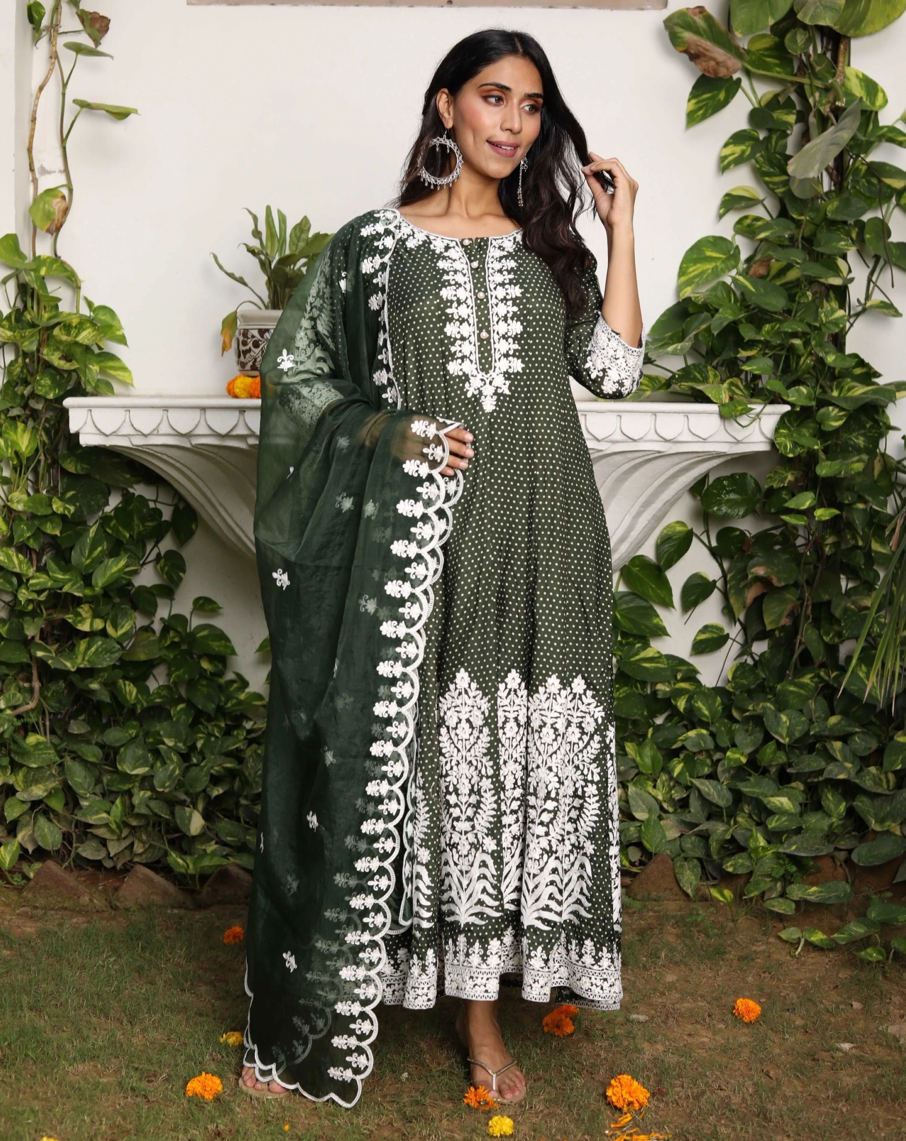 Mehndi Magic Maxi Dress with Dupatta