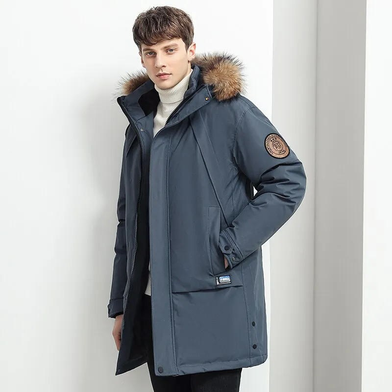 Men 2023 Winter Parkas New Fashion Coat Thick Warm Men Down Jacket Long