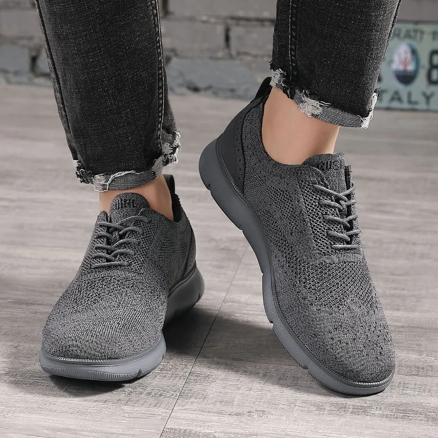 Men's lace Up Casual Shoes Oxford Knitted Breathable Lightweight Comfortable Walking Business Dress Sneakers