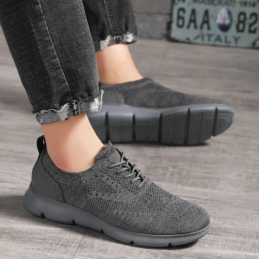 Men's lace Up Casual Shoes Oxford Knitted Breathable Lightweight Comfortable Walking Business Dress Sneakers