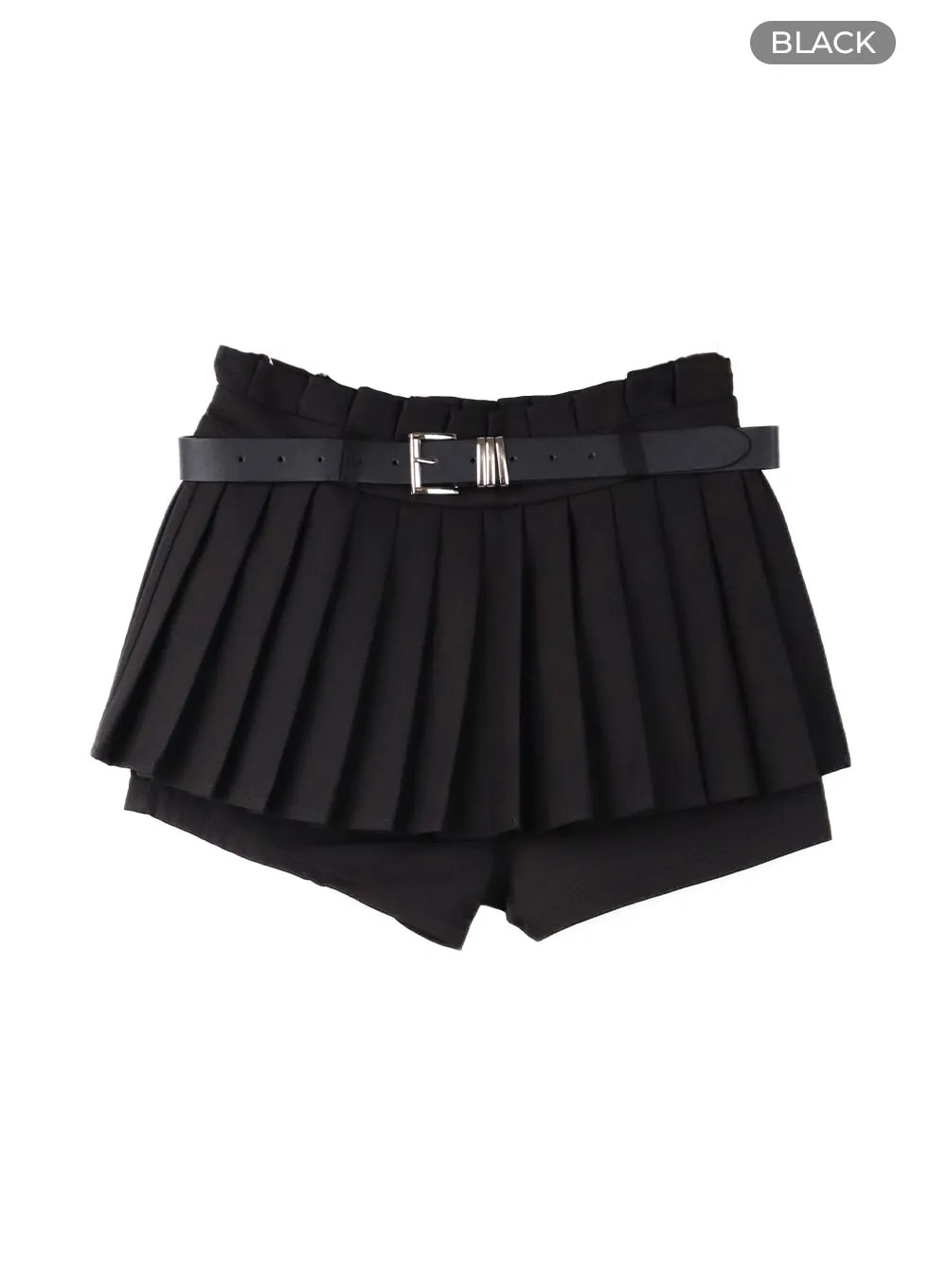 Mid Waist Pleated Mini Skirt with Belt CF420