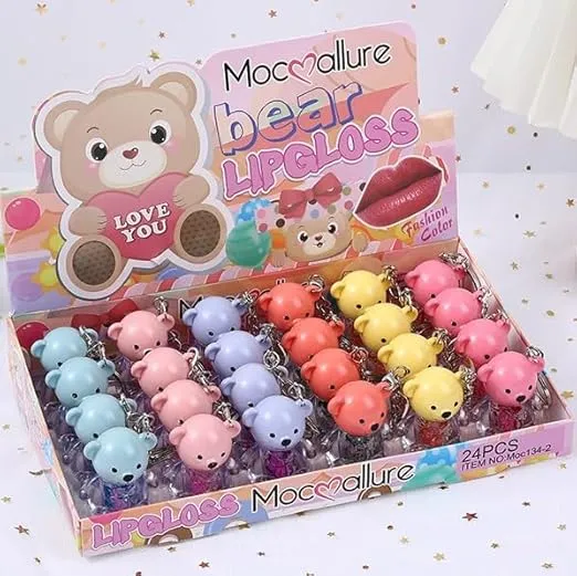 Miss Beauty New Mocmallure Cute teddy bear keychain tinted lip gloss