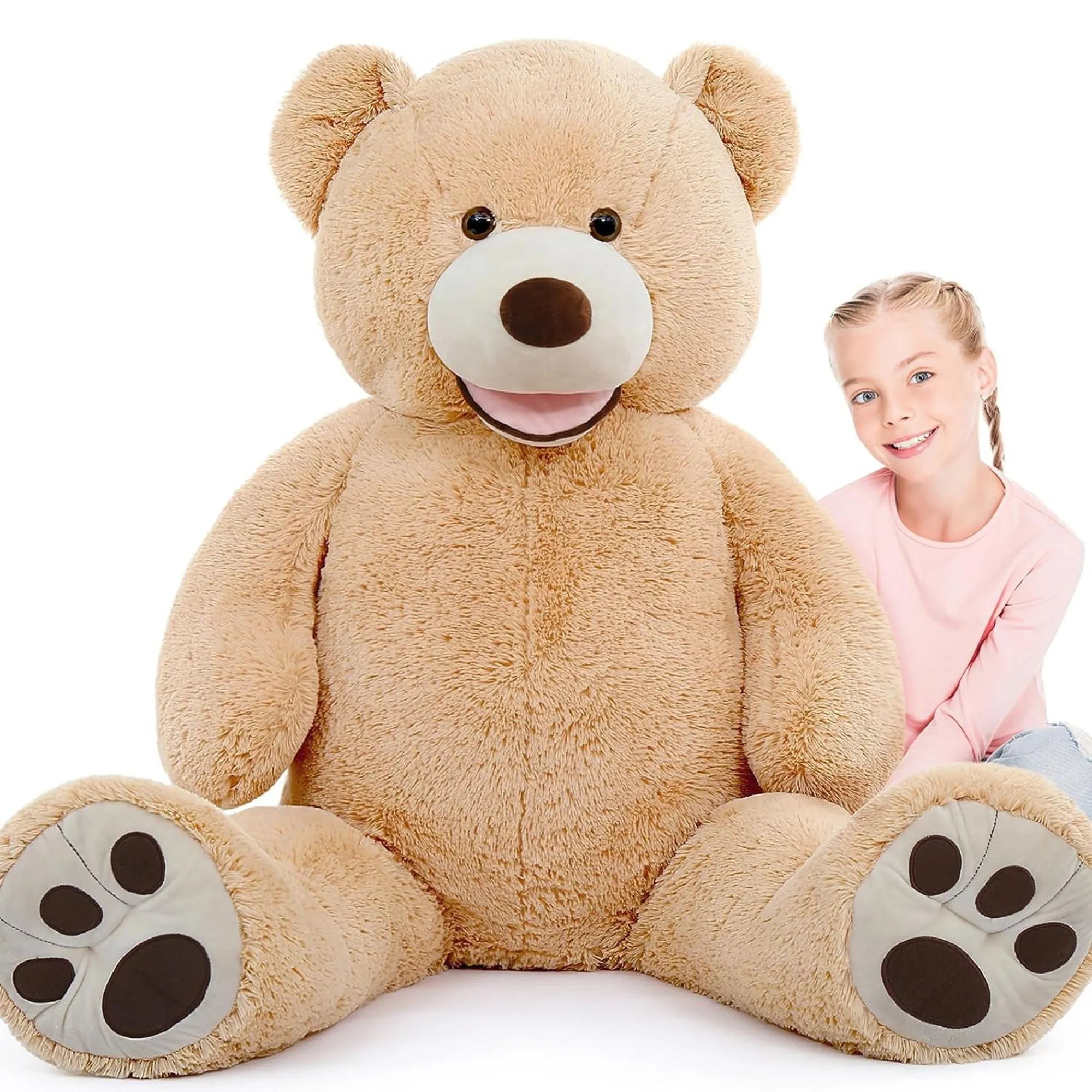 MorisMos Big Teddy Bear Stuffed Animal with Footprints Plush Toy Gifts for Girlfriend Valentine's Day