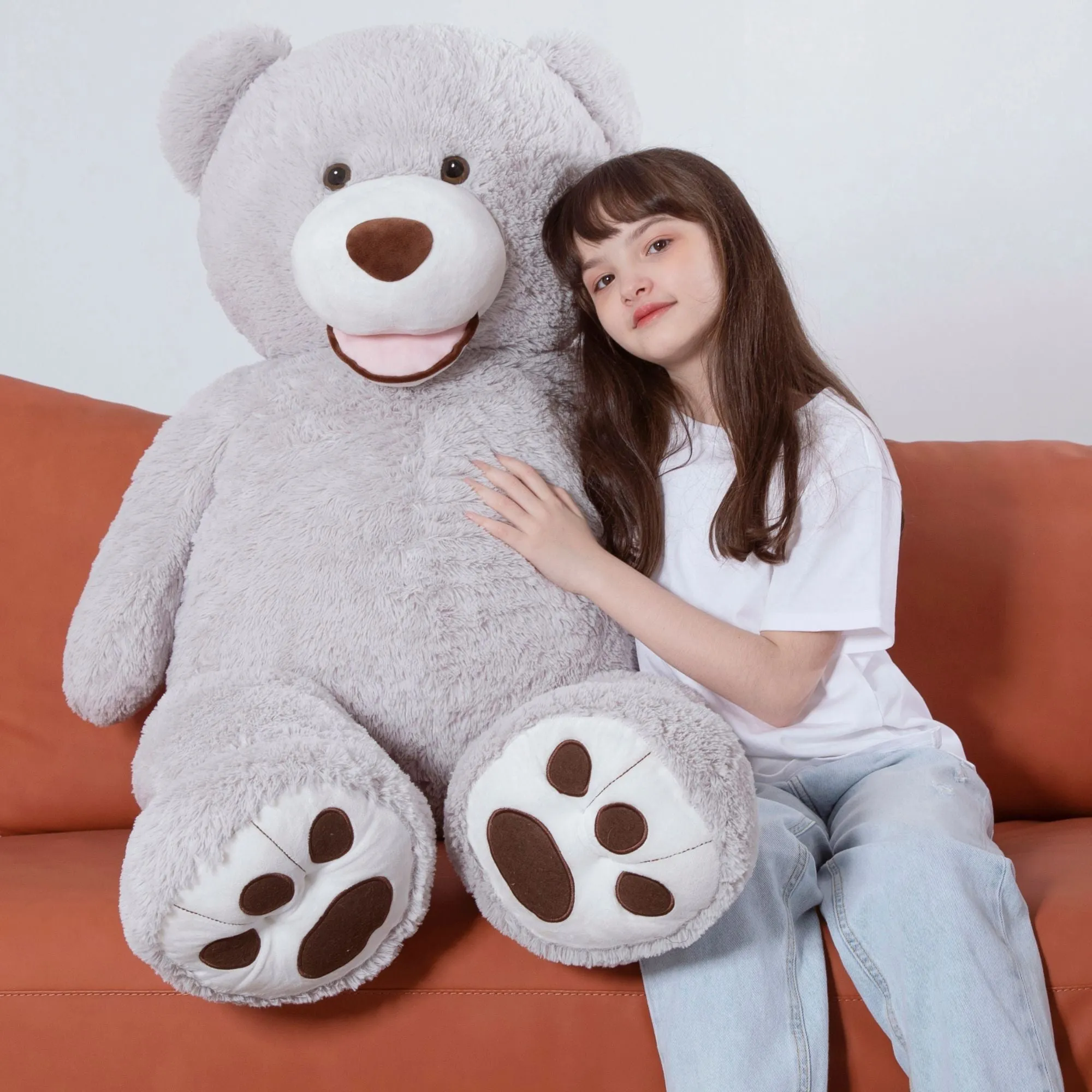 MorisMos Big Teddy Bear Stuffed Animal with Footprints Plush Toy Gifts for Girlfriend Valentine's Day