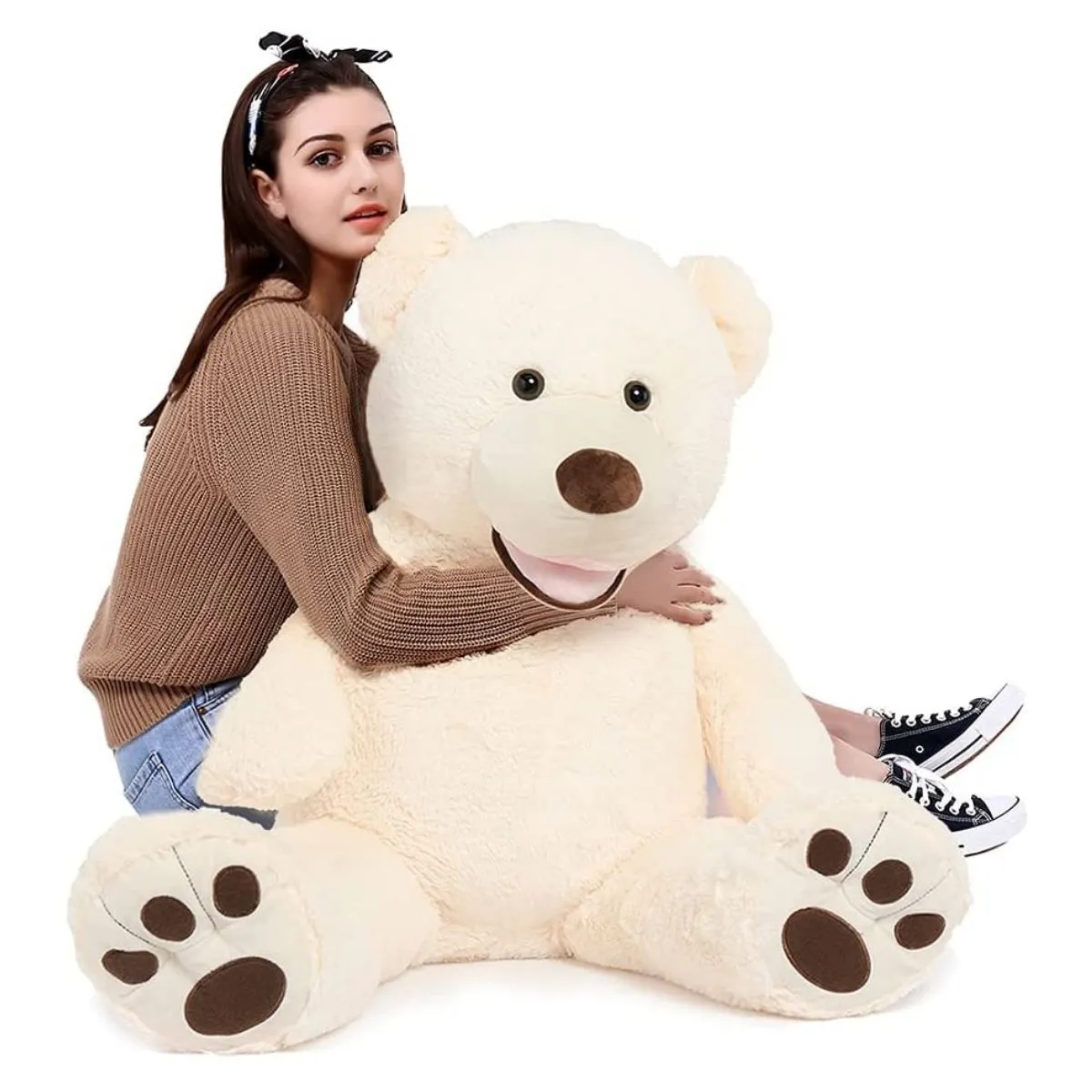 MorisMos Big Teddy Bear Stuffed Animal with Footprints Plush Toy Gifts for Girlfriend Valentine's Day