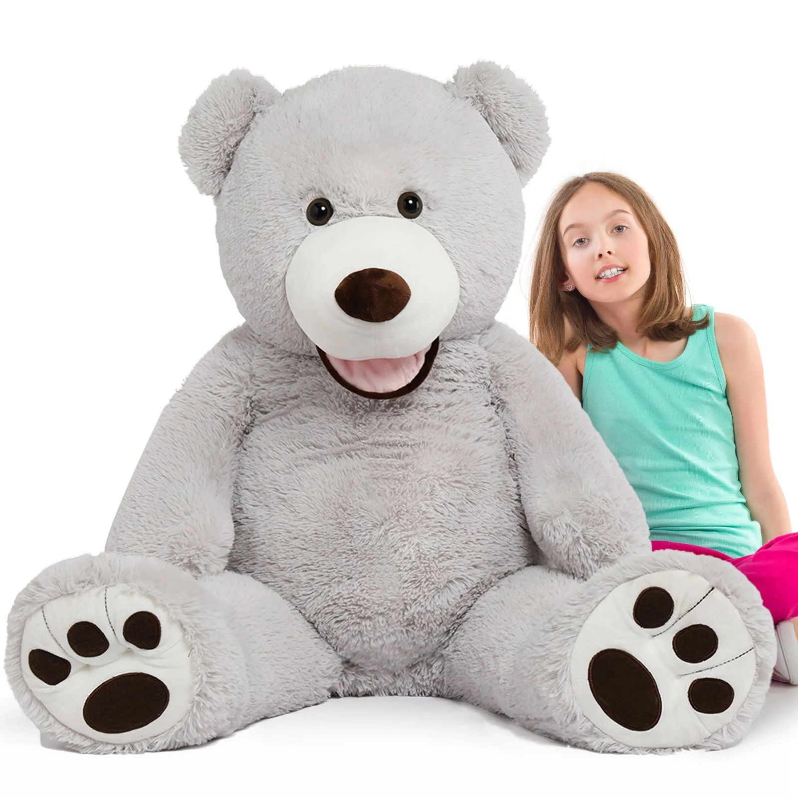 MorisMos Big Teddy Bear Stuffed Animal with Footprints Plush Toy Gifts for Girlfriend Valentine's Day