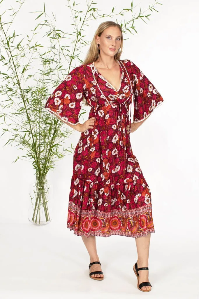 Morocco Midi Dress - Flame