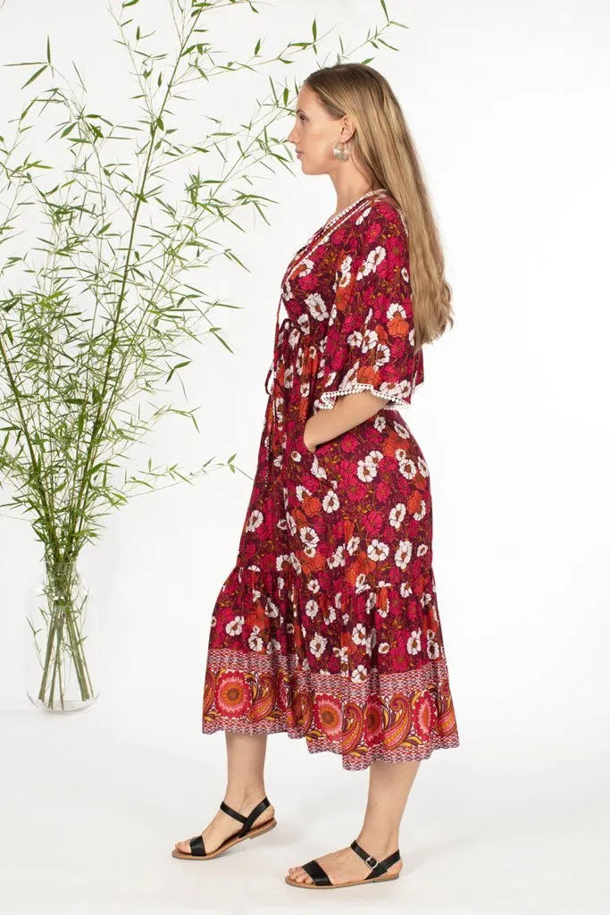 Morocco Midi Dress - Flame