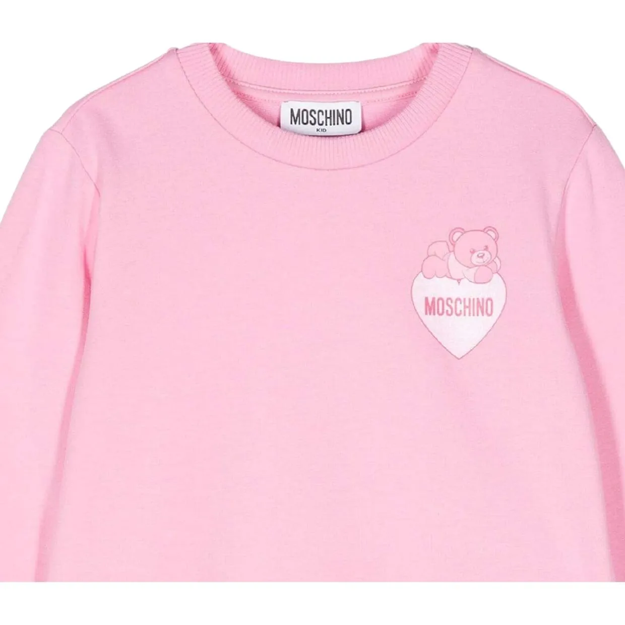 Moschino Kids Teddy Bear Heart Logo Pink Sweatshirt