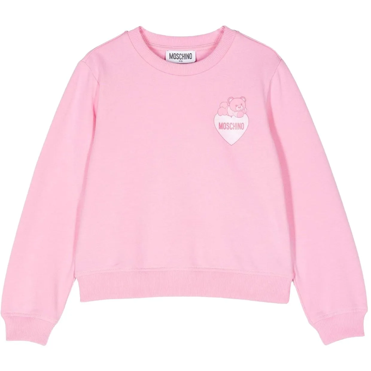 Moschino Kids Teddy Bear Heart Logo Pink Sweatshirt