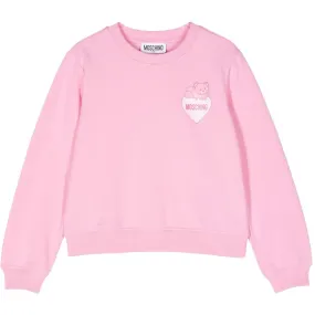 Moschino Kids Teddy Bear Heart Logo Pink Sweatshirt