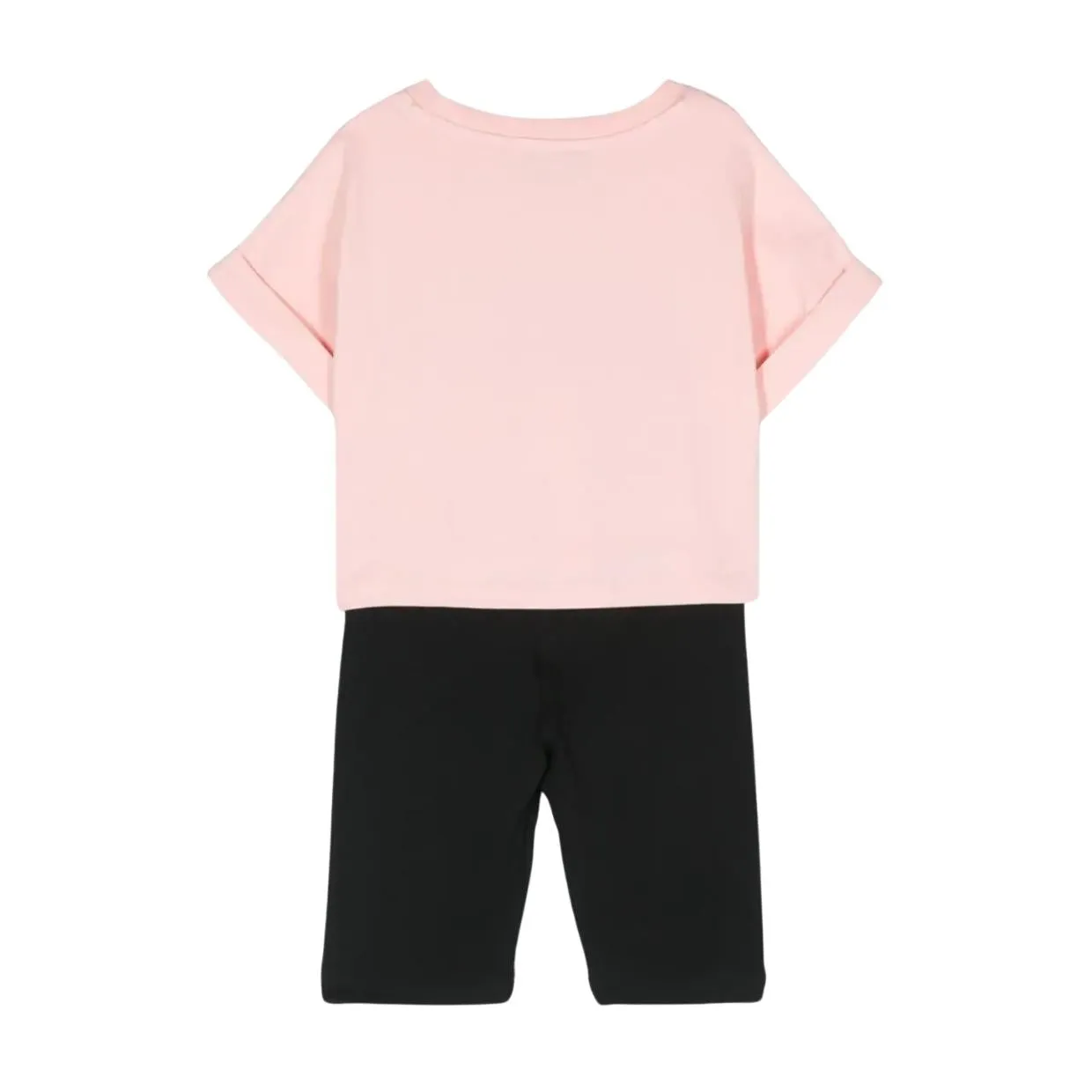 Moschino Kids Teddy Bear Logo Pink/Black Two Piece Shorts Set