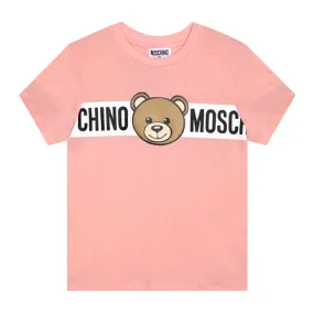 Moschino Kids Teddy Bear Print Logo Pink T-Shirt