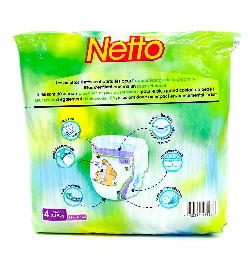 Netto, (France) Diapers 4 Maxi (8-15Kg) 22 Pcs