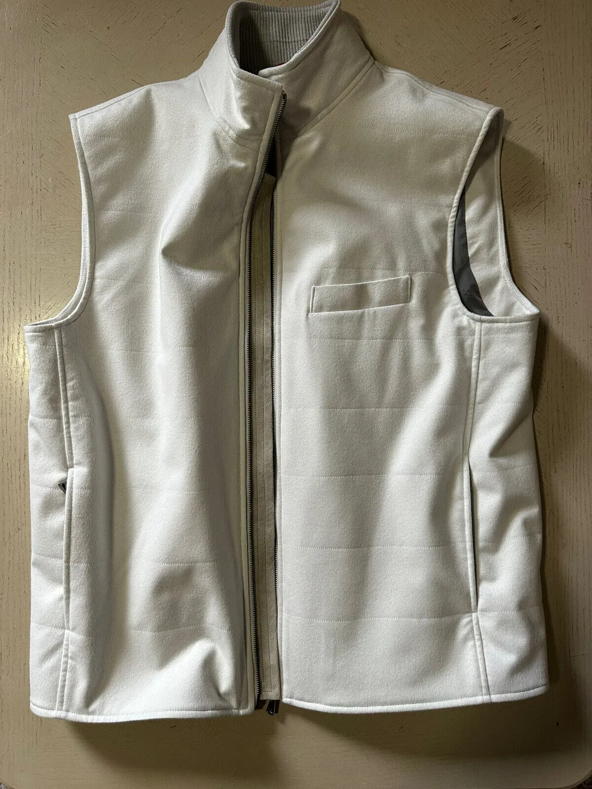 New $3500 Isaia Wool Blend Puffer Vest Gilet White 42 US/52 Eu Italy