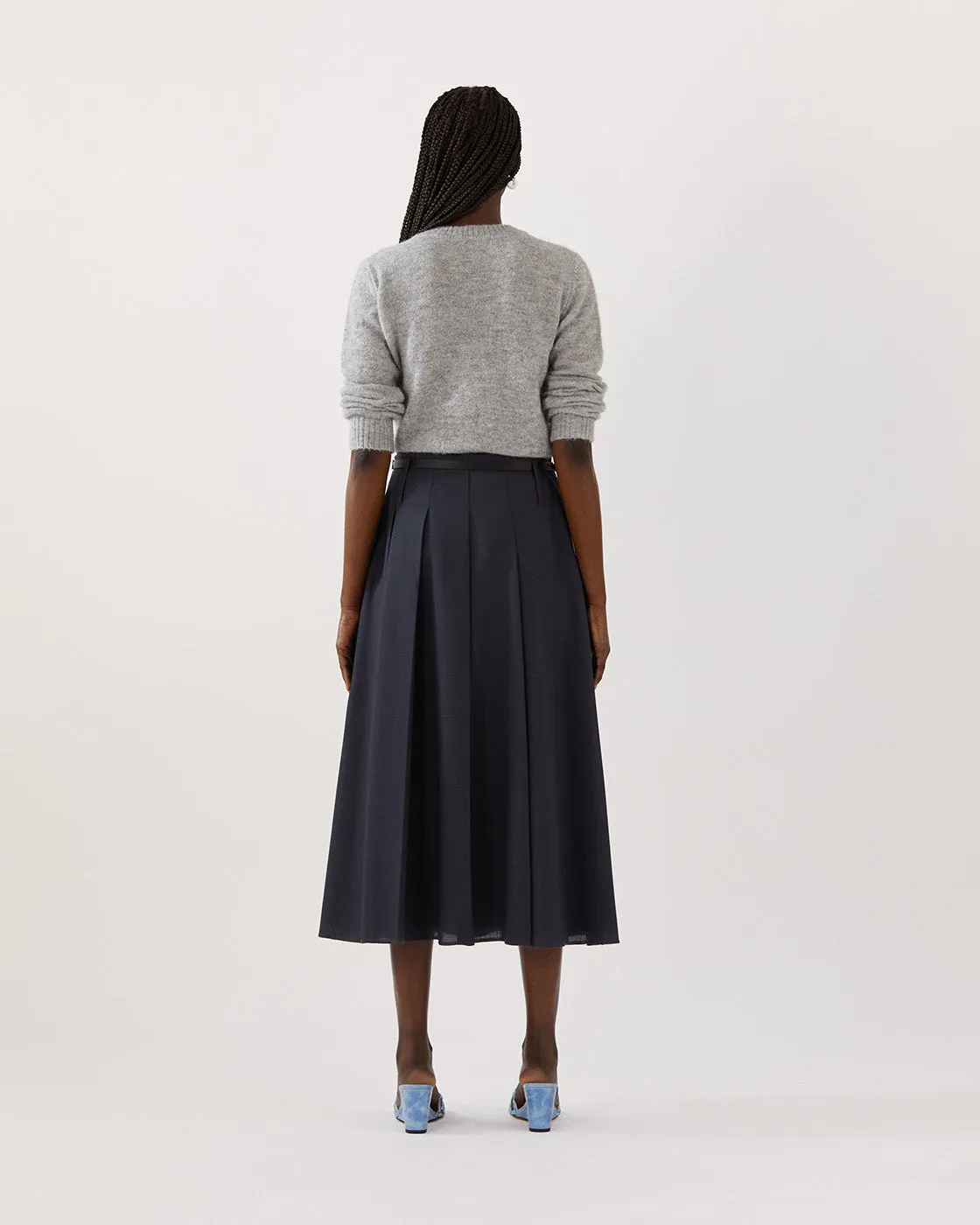 Odette Skirt Wool Blend Suiting Slate