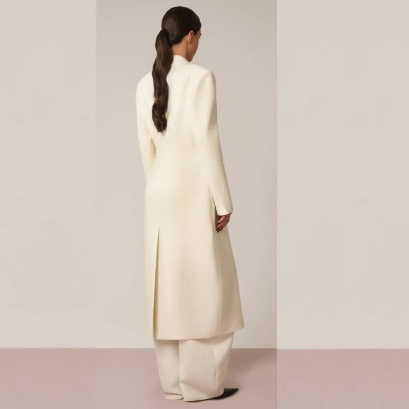 Off White Wool Man Style Coat - S