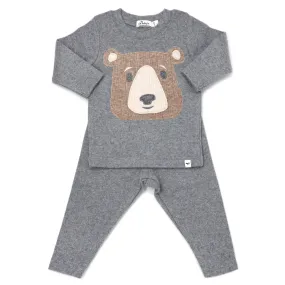 oh baby! Two Piece Set - Teddy Bear Face - Coal