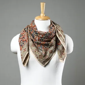 Orange - Pedana Kalamkari Block Printed Natural Dyed Cotton Scarf 75