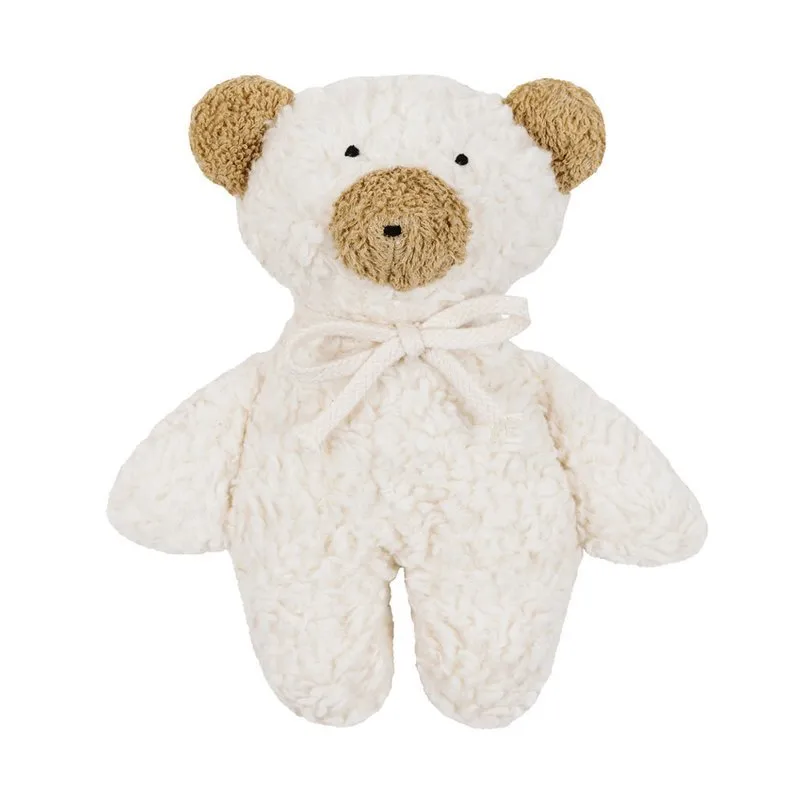 Organic Cotton Teddy Bear Rattle with Sheep's Wool 8"